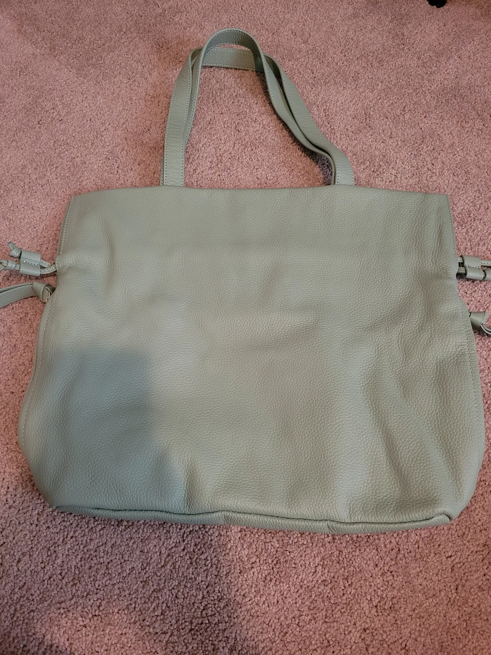 Tote Le Monde Large Soft Pebbled Leather Sage Green Shoulder Tote